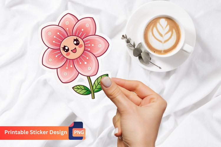 Cute Flower Sticker, Cute Botanical Sticker, Floral sticker