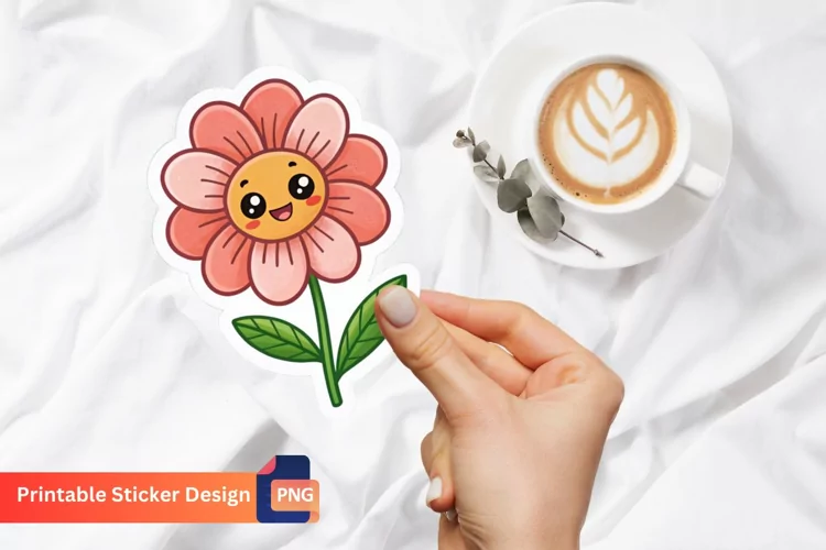 Cute Flower Sticker, Cute Botanical Sticker, Floral sticker