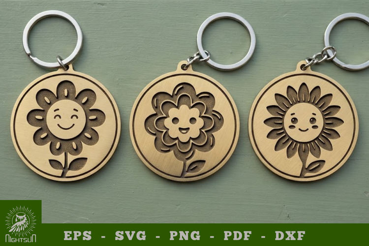 Cute Flowers Lasercut Keychain