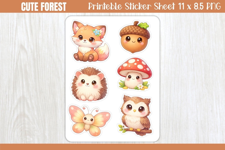 Cute Forest Printable Stickers - PNG Sticker Sheet