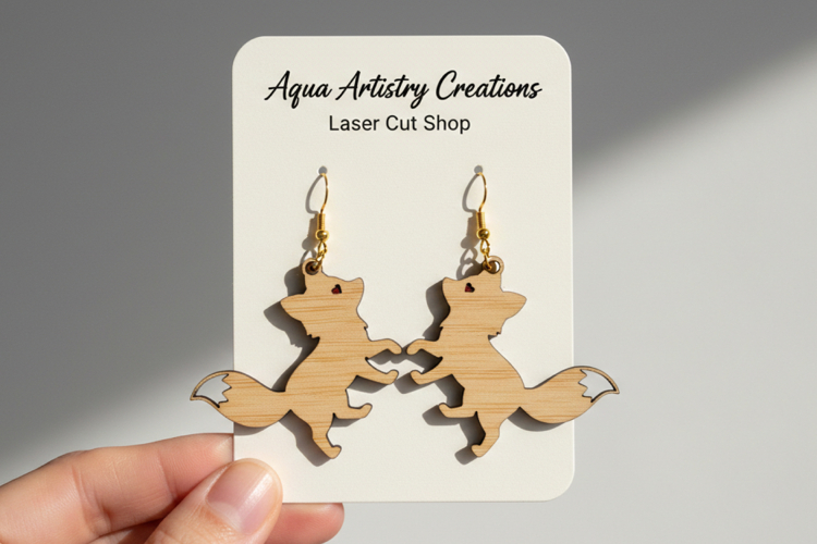 Cute Fox Earrings - Laser Cut SVG Template