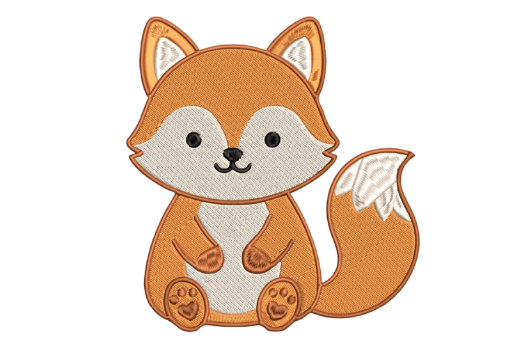 Cute Fox Embroidery Design