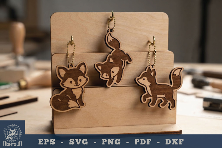 Cute Fox Lasercut Keychain