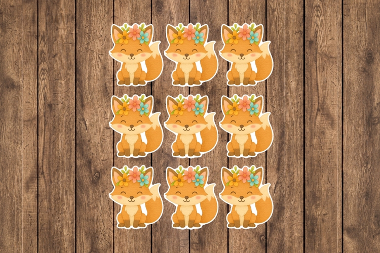 Cute Fox Printable Stickers - PNG Sticker Sheet