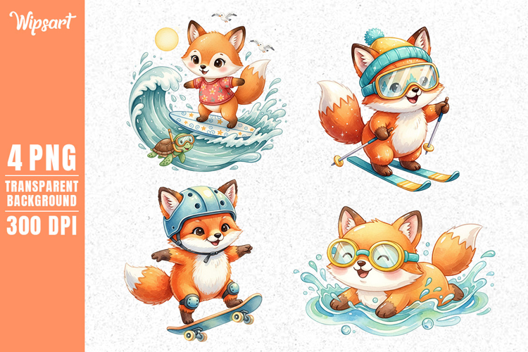 Cute Fox Sports & Adventure Clipart PNG