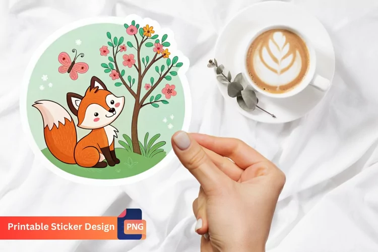 Cute fox stickers, Tree flowers, Butterfly stickers