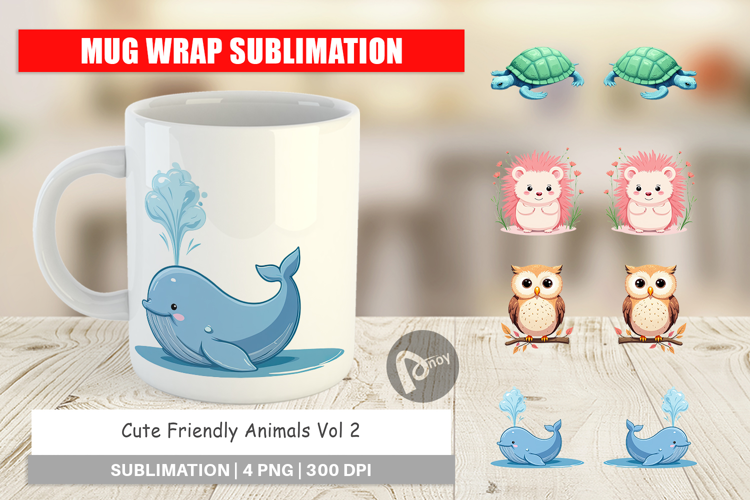 Mug Wrap Friendly Cute Animals