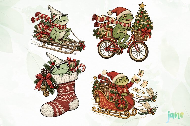 Cute Frog Christmas example image 1