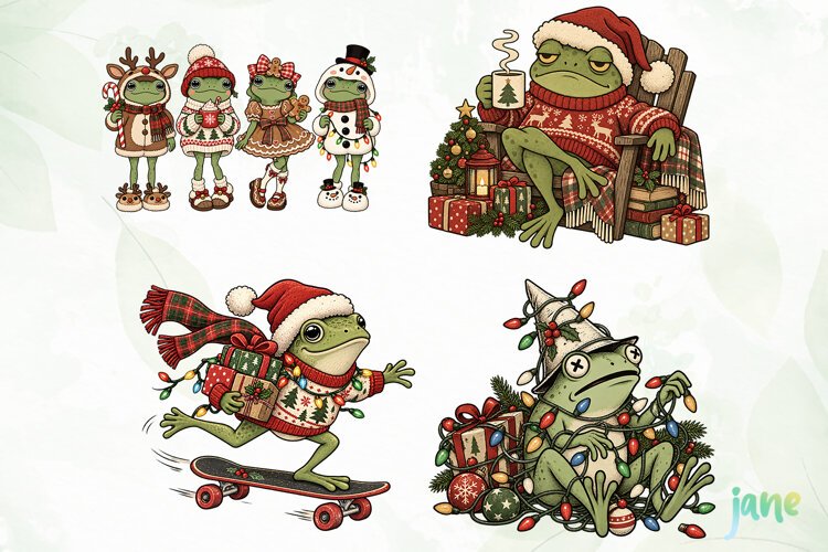 Cute Frog Christmas example image 1