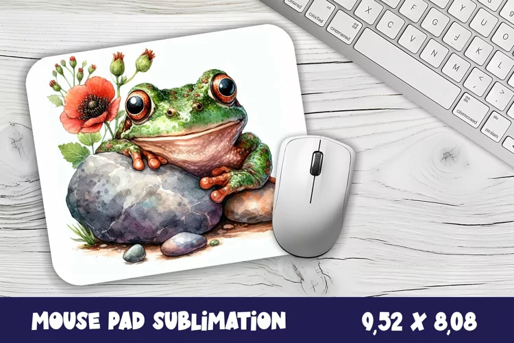 Chilling frog mousepad sublimation, Relax mouse pad design