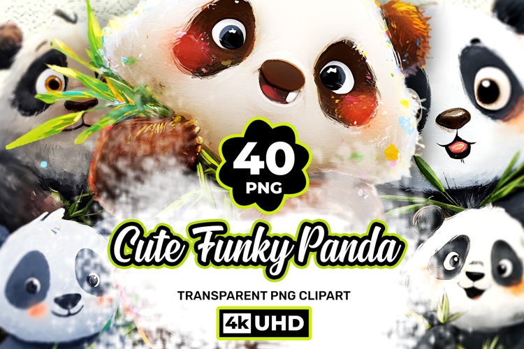 Cute Funky Panda 40 PNG Cartoon Panda Clipart Transparent BG
