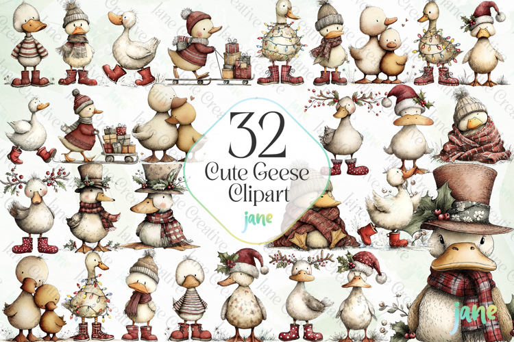 Cute Geese Clipart Sublimation