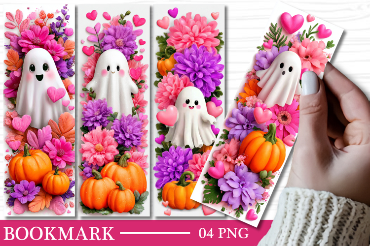 Cute Ghost Bookmark Design, Halloween Bookmark Png
