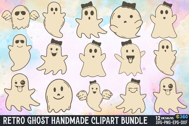 Cute Ghost Clipart Sublimation Bundle, Cute Ghost Clipart