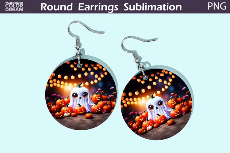 Cute Ghost Round Earrings | Halloween Round Earrings
