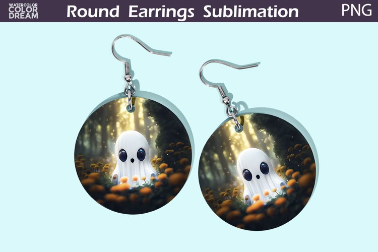 Cute Ghost Round Earrings | Halloween Round Earrings