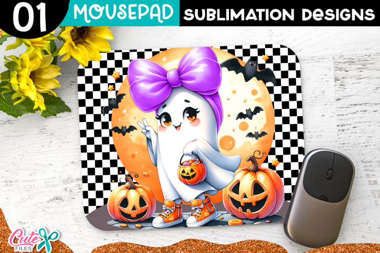 Cute Ghost Halloween Mouse Pad Sublimation PNG