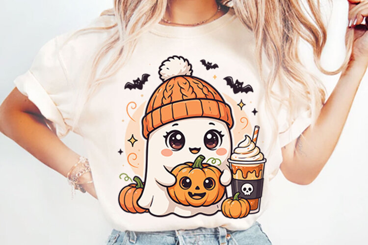 Cute Ghost Halloween Sublimation PNG Designs example image 1