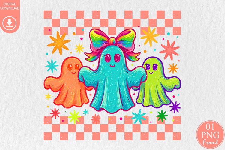Cute Ghost PNG, Retro Halloween Sublimation example image 1