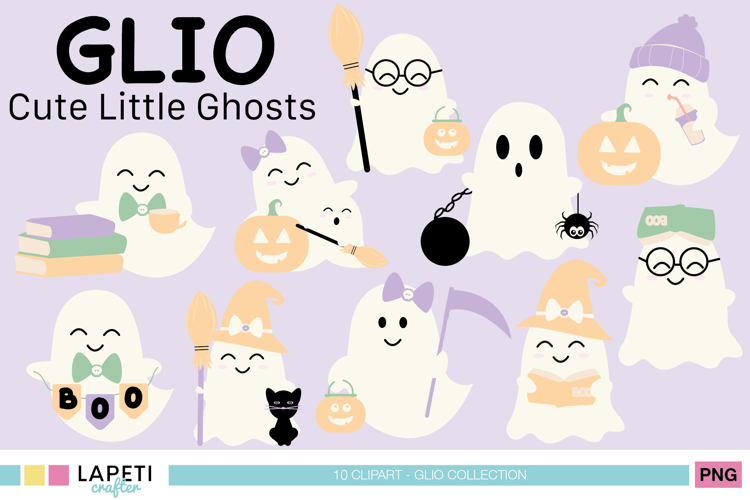 Cute Halloween Ghost Clipart Set | Kawaii Pastel Ghosts PNG