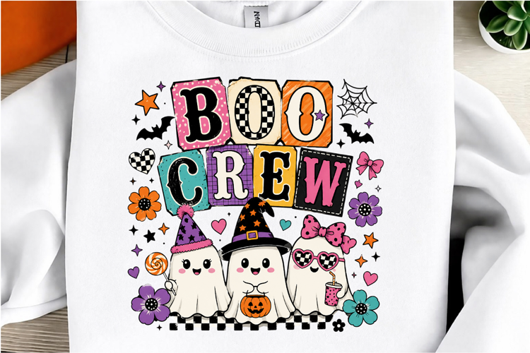 Cute Ghosts Boo Crew Halloween Cut File