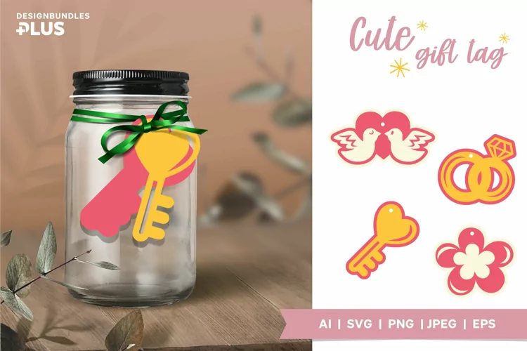 Cute, Love and Couple Theme Gift Tag Papercut Set