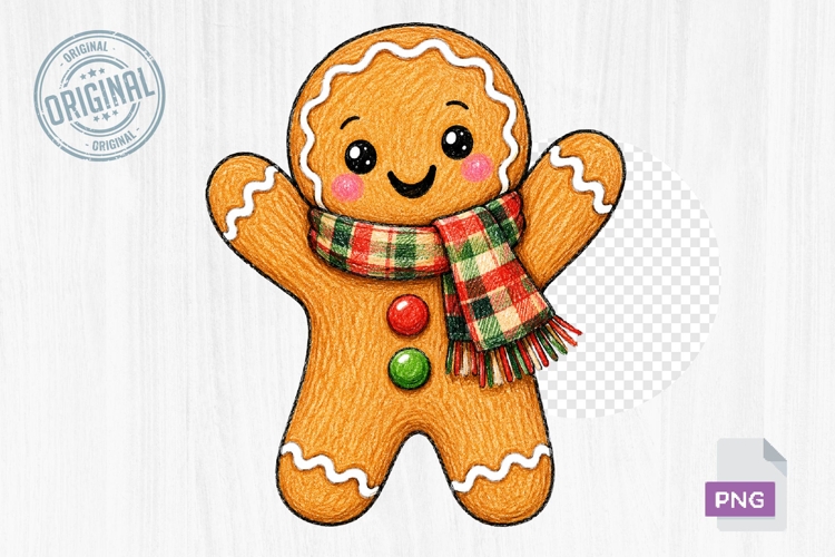 Cute Gingerbread Man Christmas Doodle PNG Clipart Design