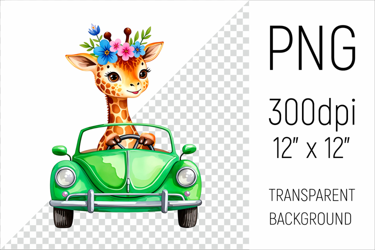 Cute Giraffe Driving Car | Sublimation Design