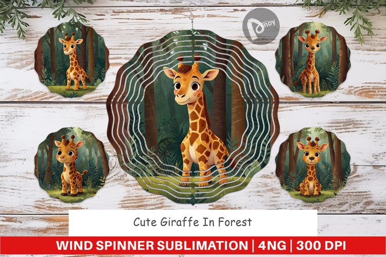 Wind Spinner Cartoon Giraffe in Forest