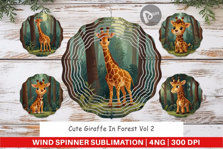Wind Spinner Cartoon Giraffe in Forest
