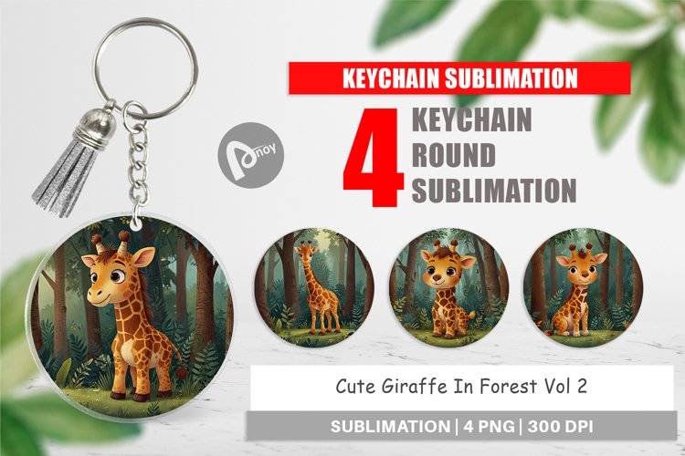 Keychain Cartoon Giraffe in Forest