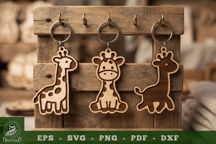 Cute Giraffe Lasercut Keychain