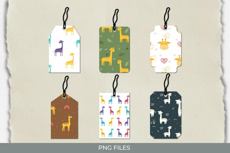 Cute Giraffe Seamless Pattern Tags