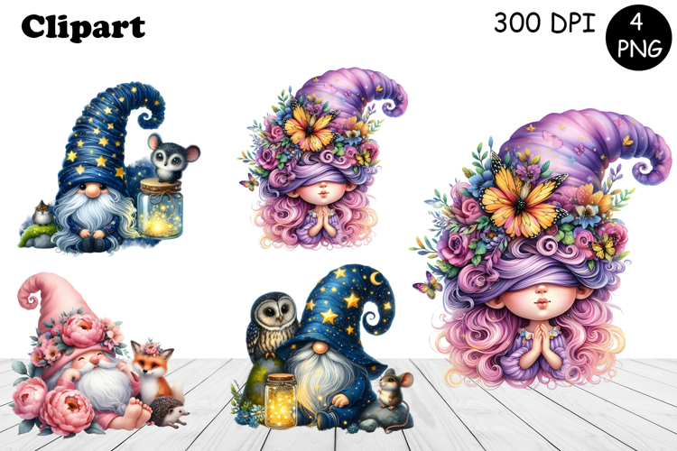 Cute flowers gnome clipart, birthday gnome sublimation