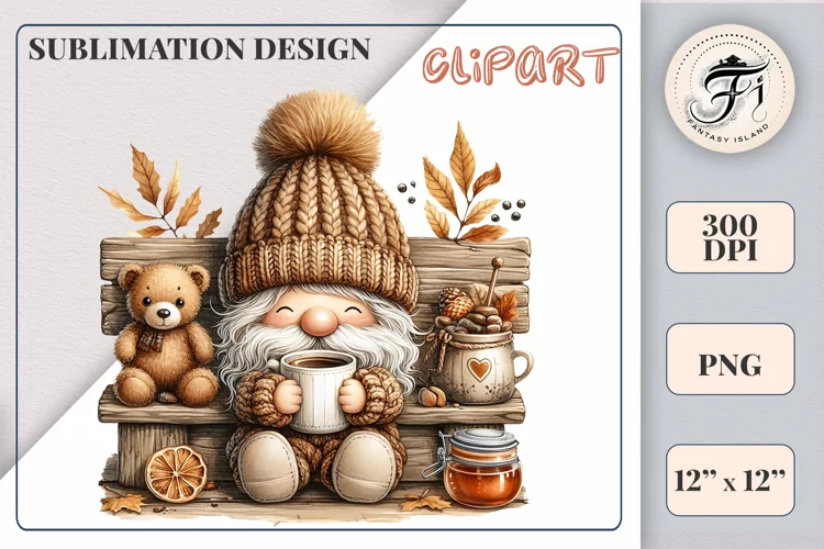 Cute Gnome | Sublimation Design | Png | Watercolor Clipart