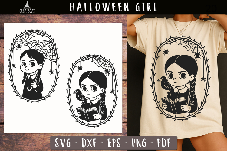 Cute Gothic Halloween Girl SVG designs