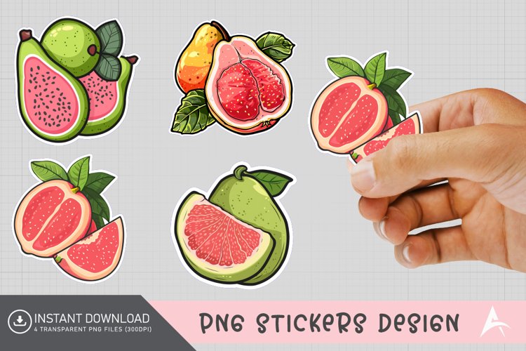 Cute Guava Sticker,Cute Fruit Sticker,Guava Fruit Art example image 1