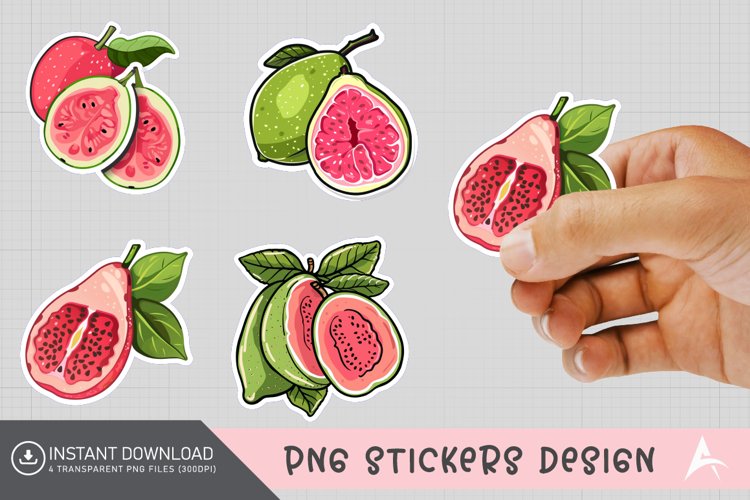 Cute Guava Sticker,Cute Fruit Sticker,Guava Fruit Art example image 1
