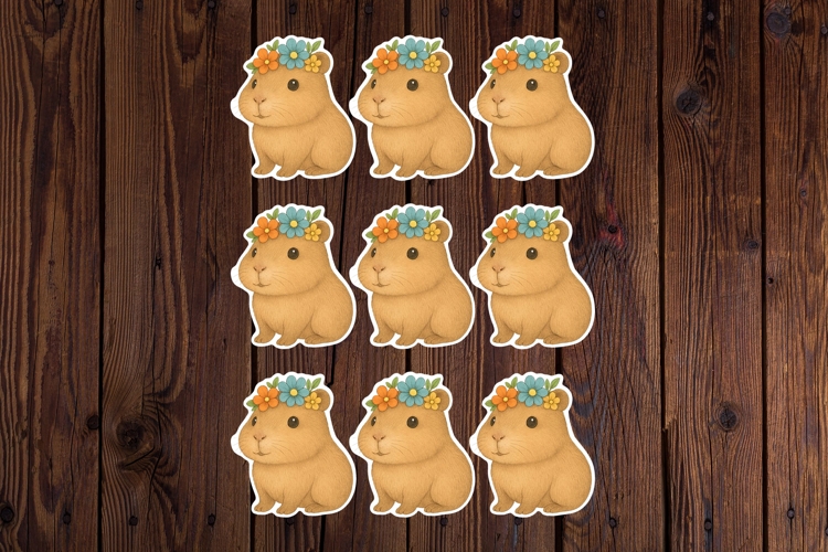 Cute Guinea Pig Printable Stickers - PNG Sticker Sheet