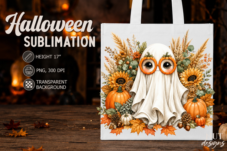 Cute Floral Halloween Ghost Autumn pumpkin