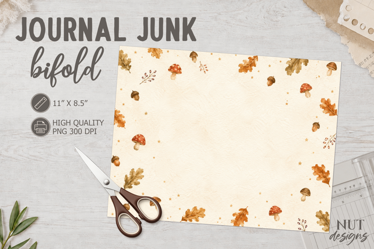 Autumn Mushroom Journal Junk Halloween digital paper