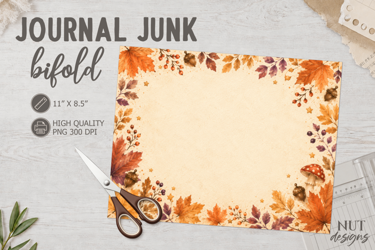 Autumn Leaf Border Junk Journal Fall digital paper