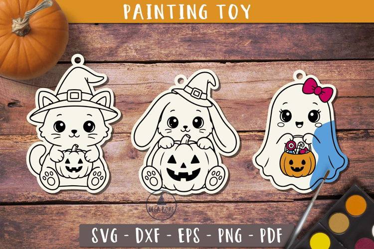 Cute Halloween Animal Coloring Painting Toy SVG