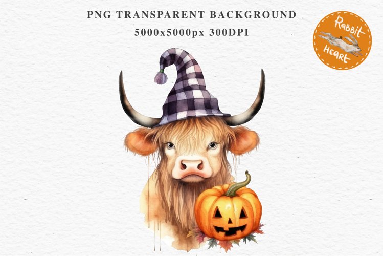 Fall Halloween Baby Highland Cow Clipart PNG Scrapbooking