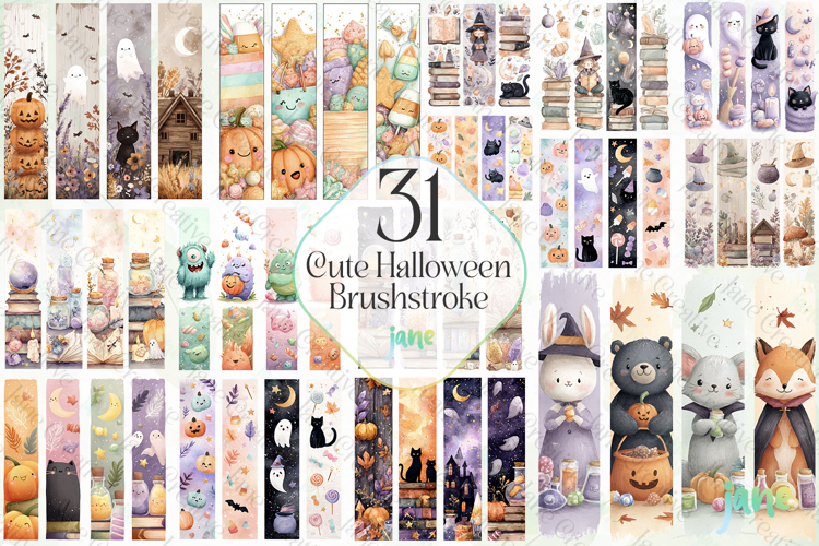 Cute Halloween Brushstroke Sublimation Bundle