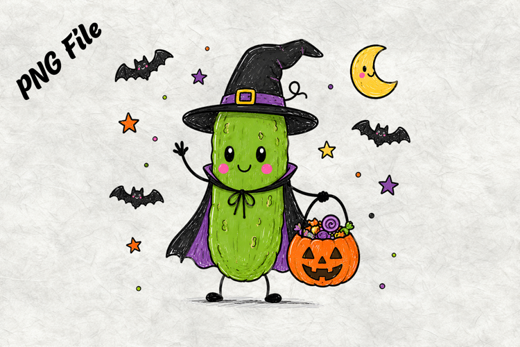 Cute Halloween Cactus Witch PNG