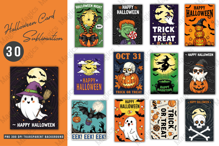 Cute Halloween Card Sublimation Bundle
