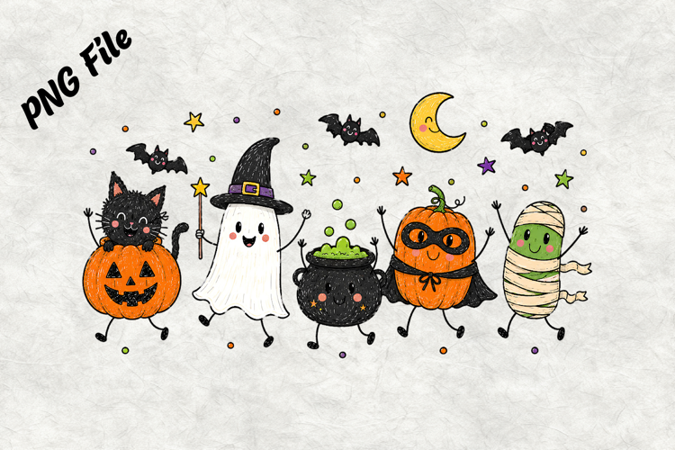 Cute Halloween Characters Clipart PNG