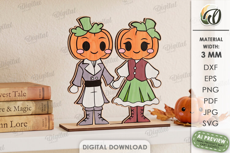 Cute Halloween Couple Laser Cut. Halloween Stand Decor SVG example image 1