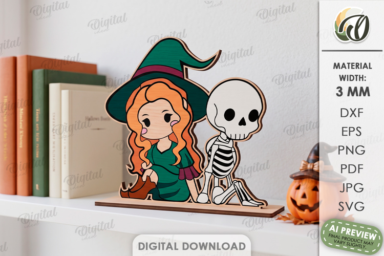 Cute Halloween Couple Laser Cut. Halloween Stand Decor SVG